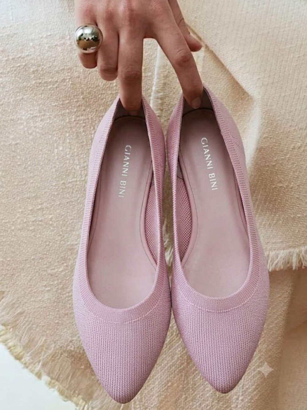 Gianni Bini Point Toe Light Pink Comfort Ballet Flats Slip On Women's Shoe 6